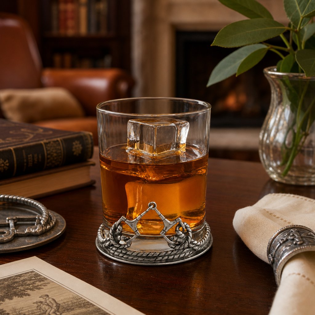 Equestrian Horse Bit Old Fashion Bar Glass