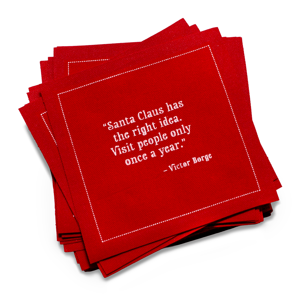 Five Star Napkins Inc. - Christmas Quotes - Red Cotton Cocktail Napkins x 50