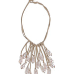 MELA Baroque White Pearl Necklace on Natural Suede