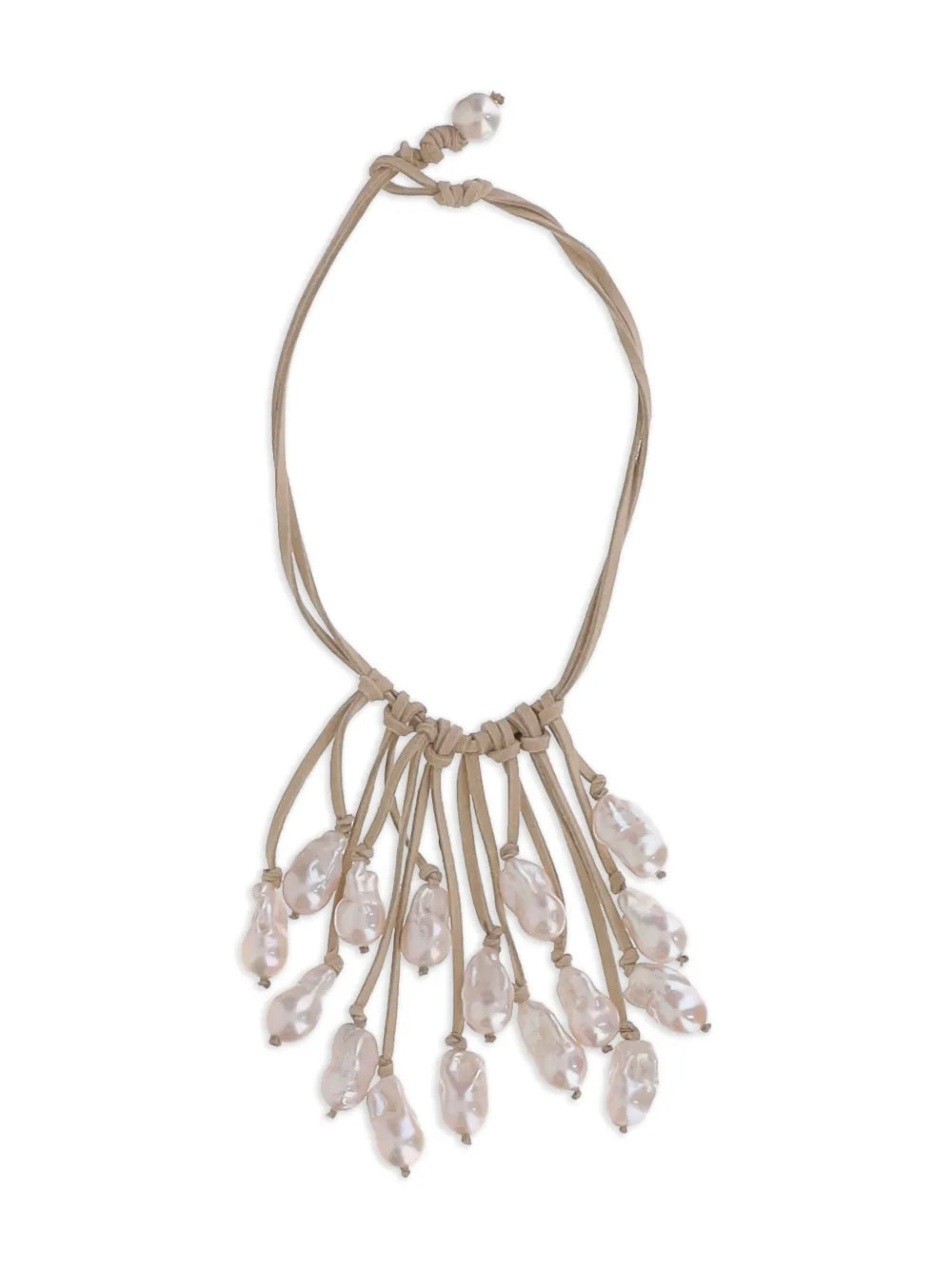 MELA Baroque White Pearl Necklace on Natural Suede