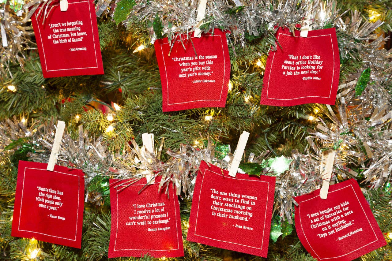 Five Star Napkins Inc. - Christmas Quotes - Red Cotton Cocktail Napkins x 50