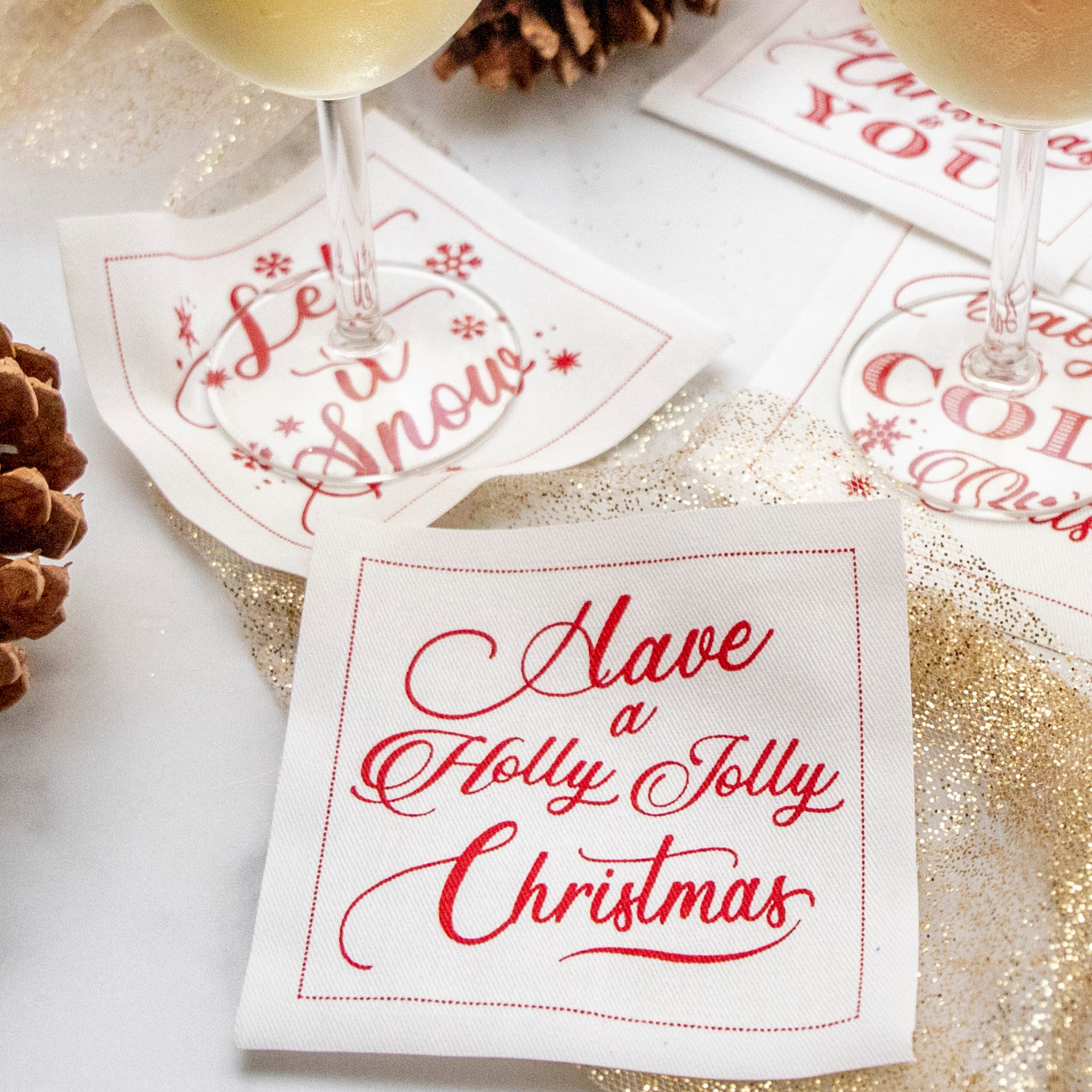 Five Star Napkins Inc. - Christmas Songs White Cotton Napkins - 50x