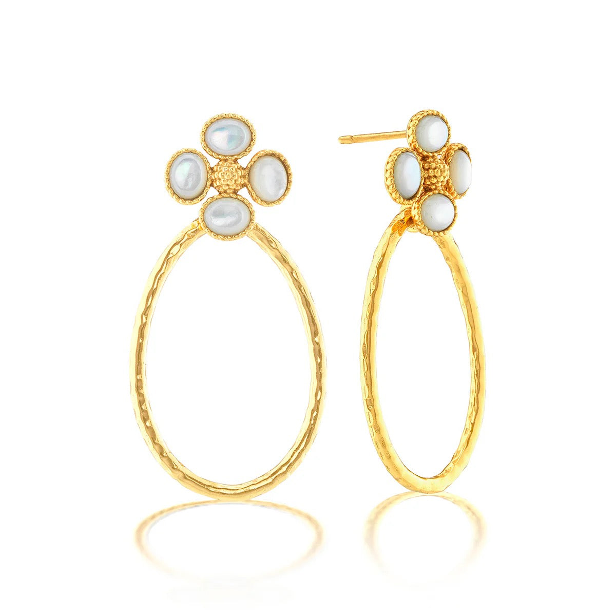 Capucine De Wulf Berry Clover Teardrop Earrings - MOP
