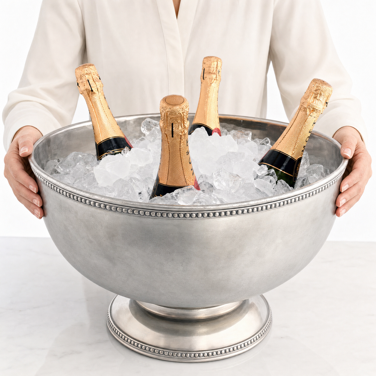Vagabond House - Pewter Medici Bead Ice Tub/Punch Bowl