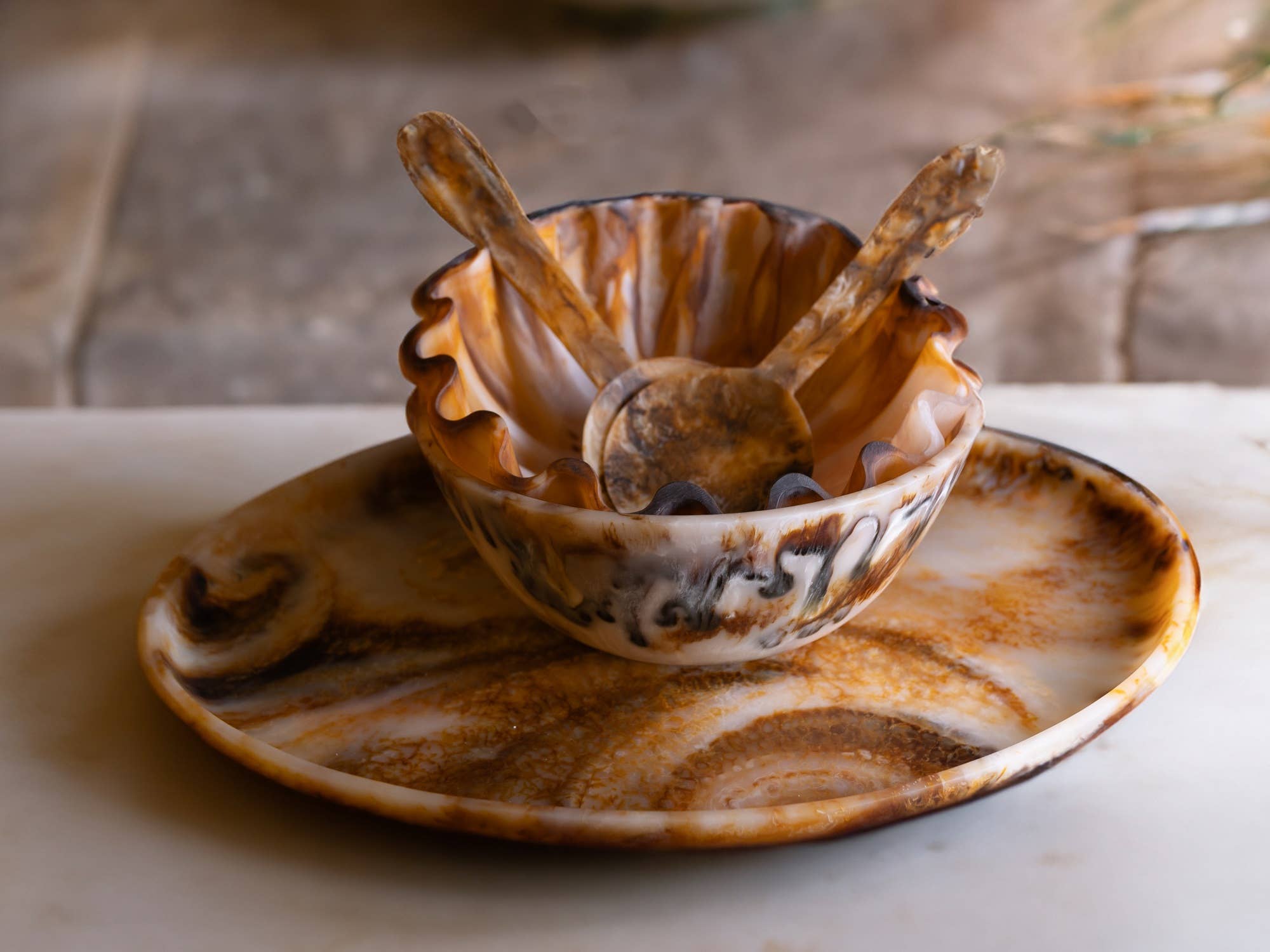 BIDKhome - Tortoiseshell Salad Bowl Dia 11.80"