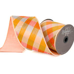 Diagonal Checks Ribbon (peach, mustard, green)