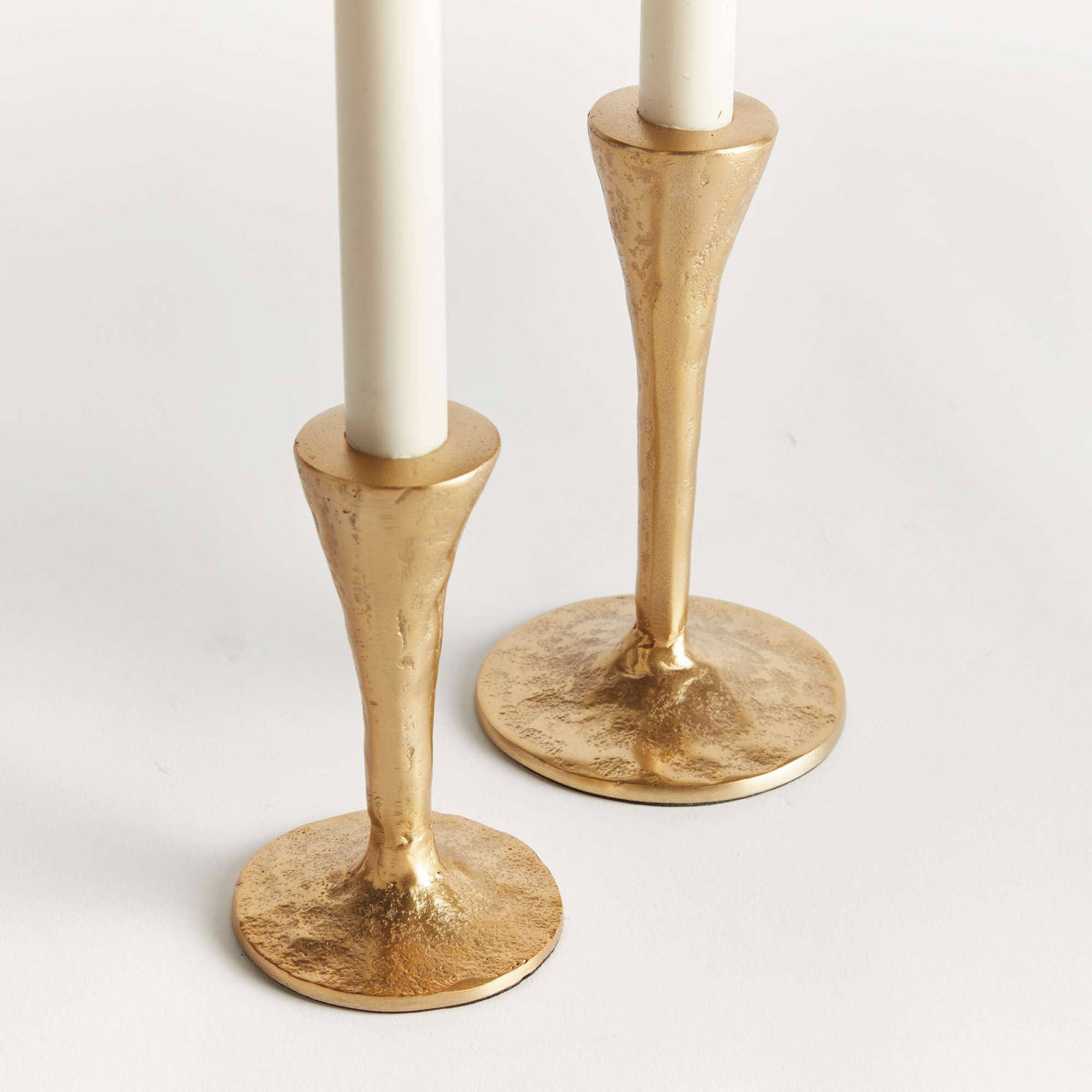 Napa Home & Garden - Noah Taper Holders, Set of 2 - Gold, Cast Aluminum Design