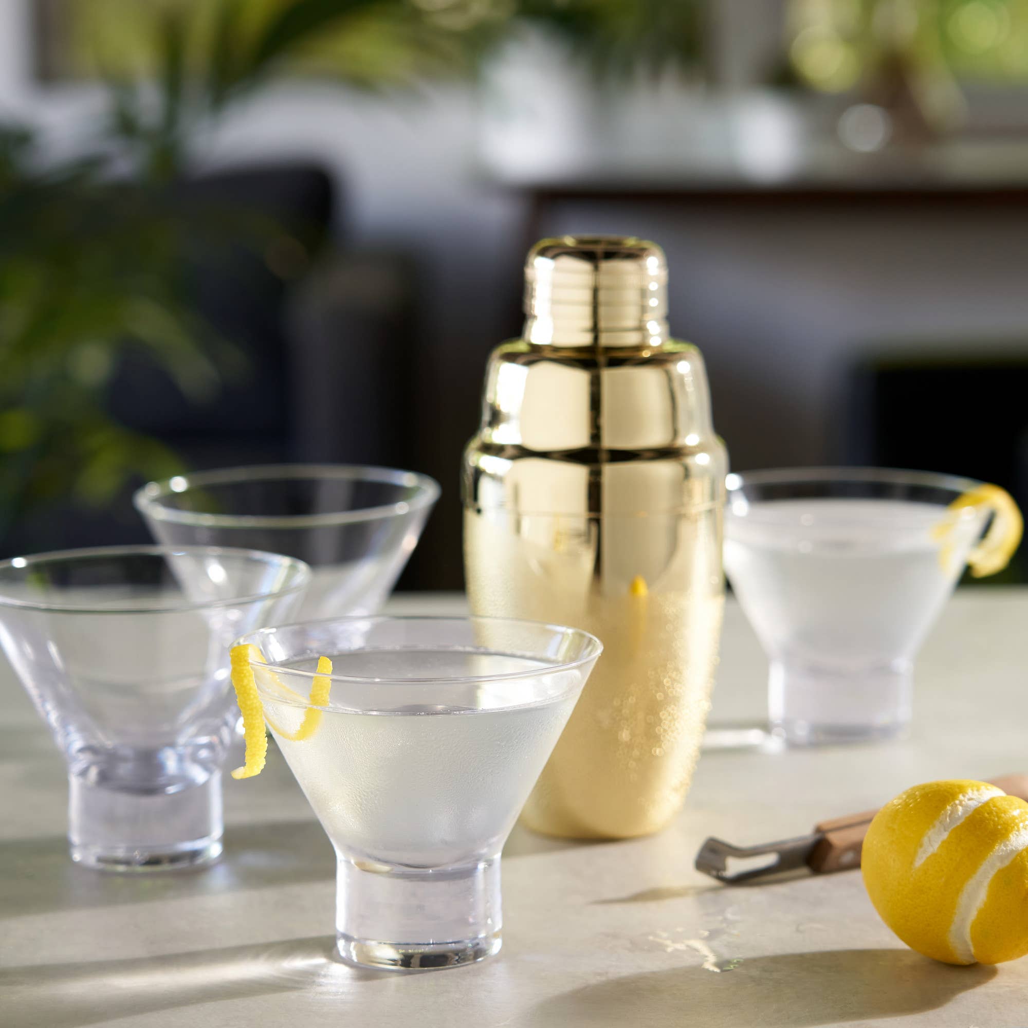 Viski - Raye™ HeavyBase Stemless Crystal Martini Glasses Set of 4