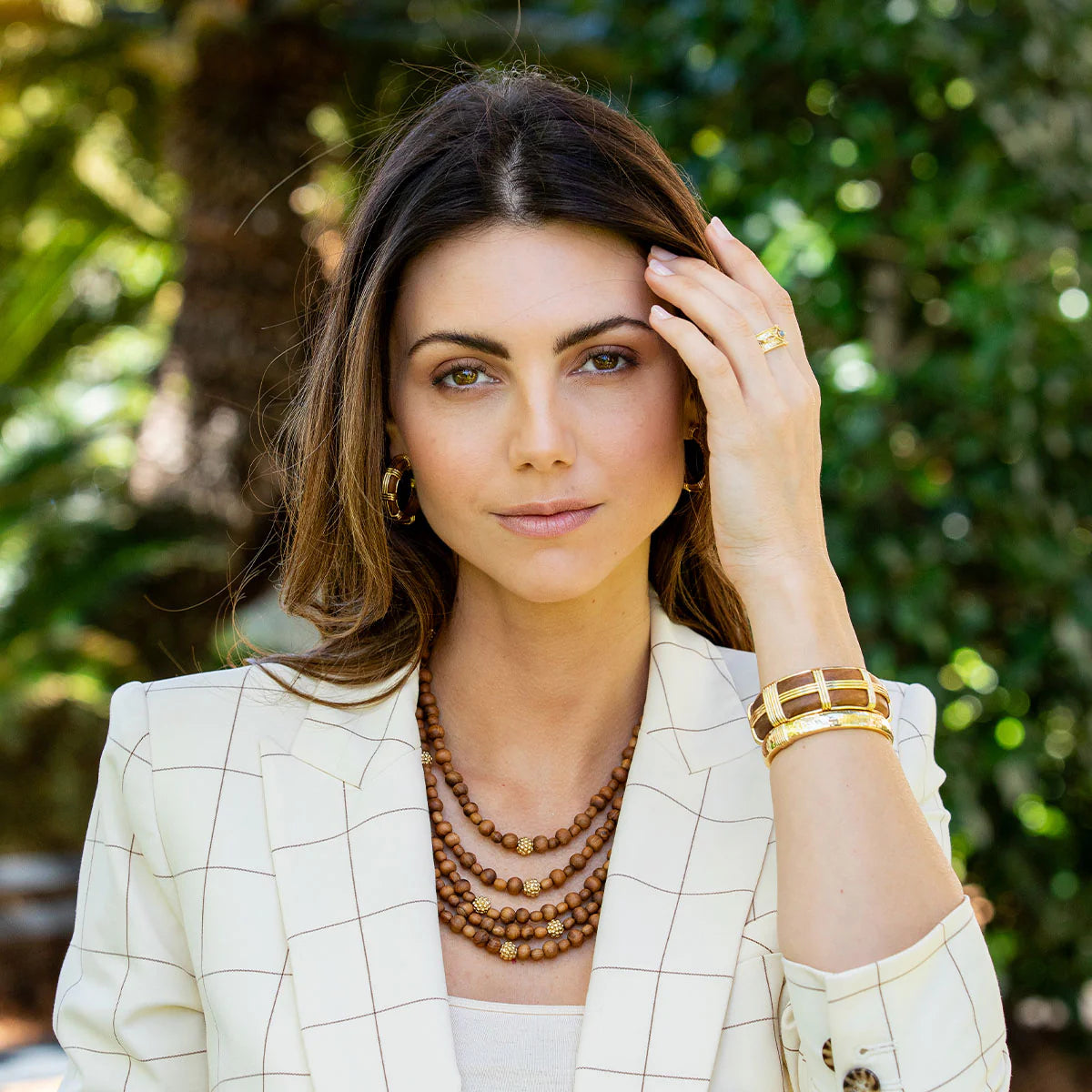 Capucine De Wulf Gaia Hinged Bangle ~ Gold/Teak