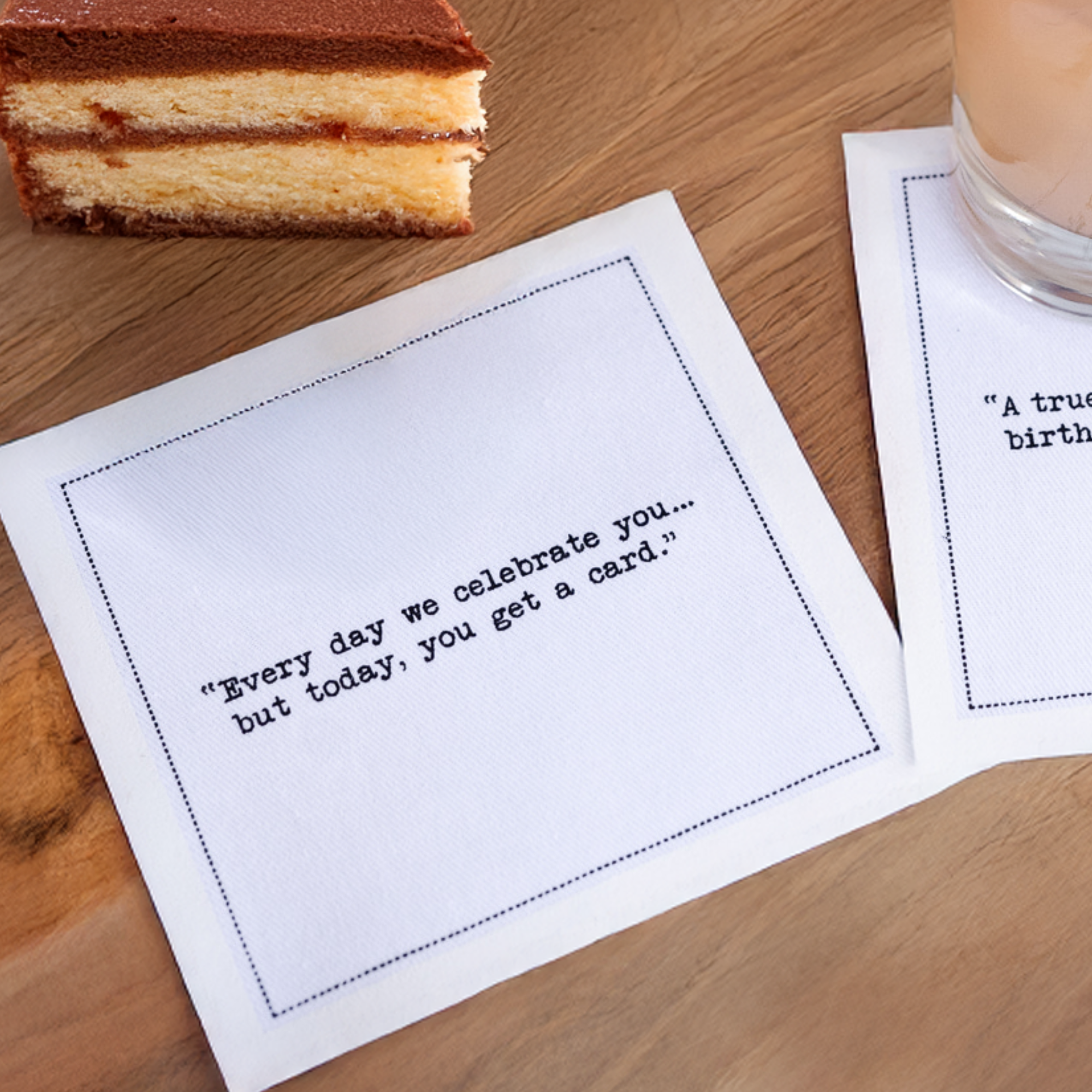 Five Star Napkins Inc. - Birthday Quotes  - White Cotton Cocktail Napkins 50x