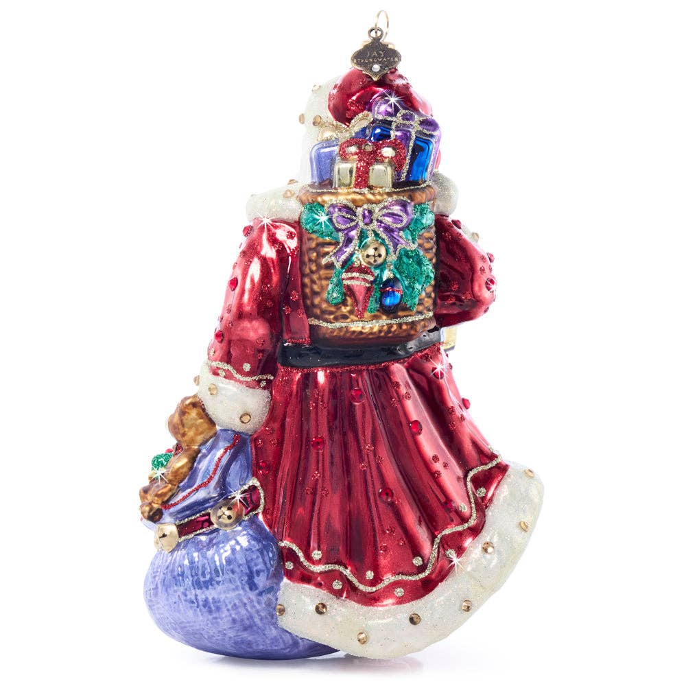 Jay Strongwater - Bountiful Santa Glass Ornament