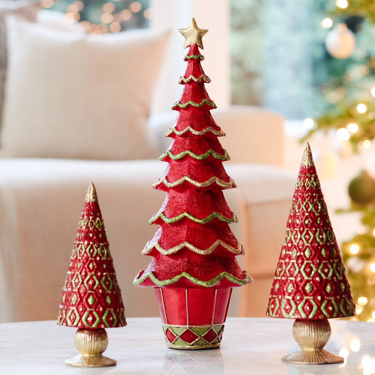 Dekorasyon Gifts  Decor - Textured Layered Neo Tree (Red/Citron)