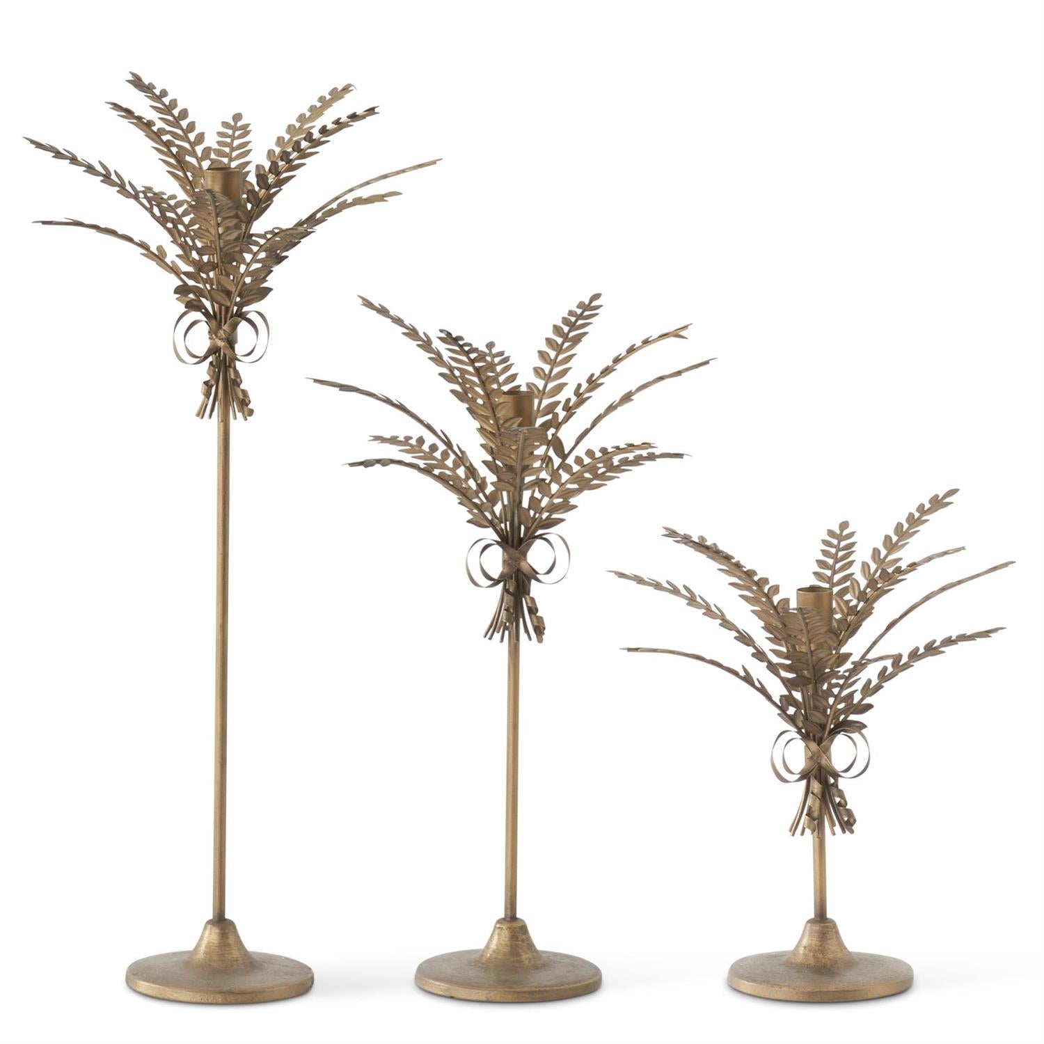 Antique Gold Metal Wheat Taper Candleholder (3 Sizes)