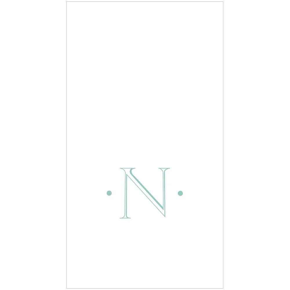 Caspari Antique Initial - Robin's Egg - Paper Linen Boxed Guest Towel 24 Per Box