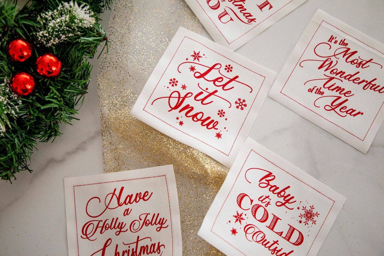 Five Star Napkins Inc. - Christmas Songs White Cotton Napkins - 50x