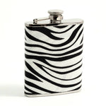 BeyBerk International - 6 oz. Stainless Steel "Zebra" Pattern Flask with Captive Cap
