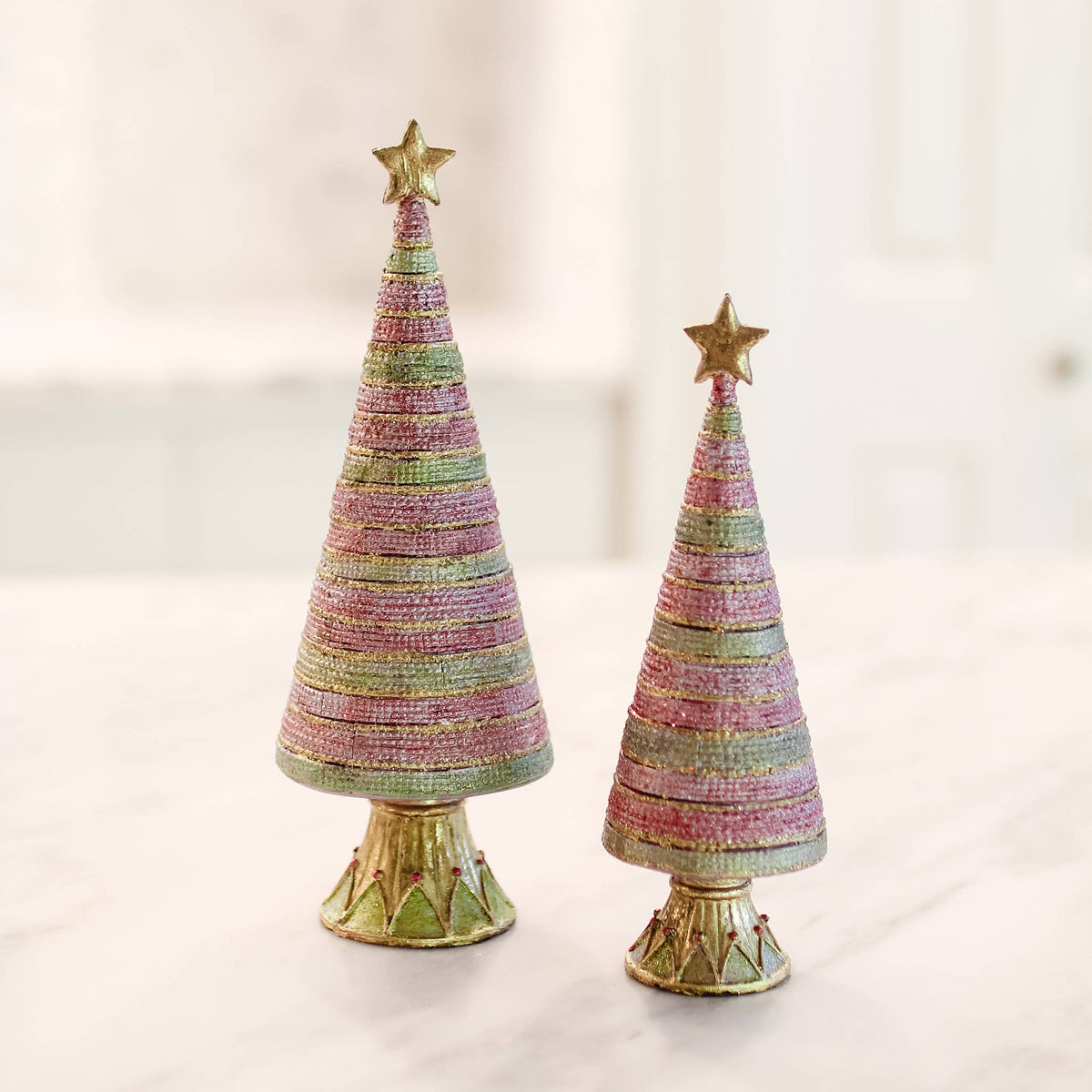 Dekorasyon Gifts  Decor - Bon Bon Cone Tree w/Star (Pink Rainbow)