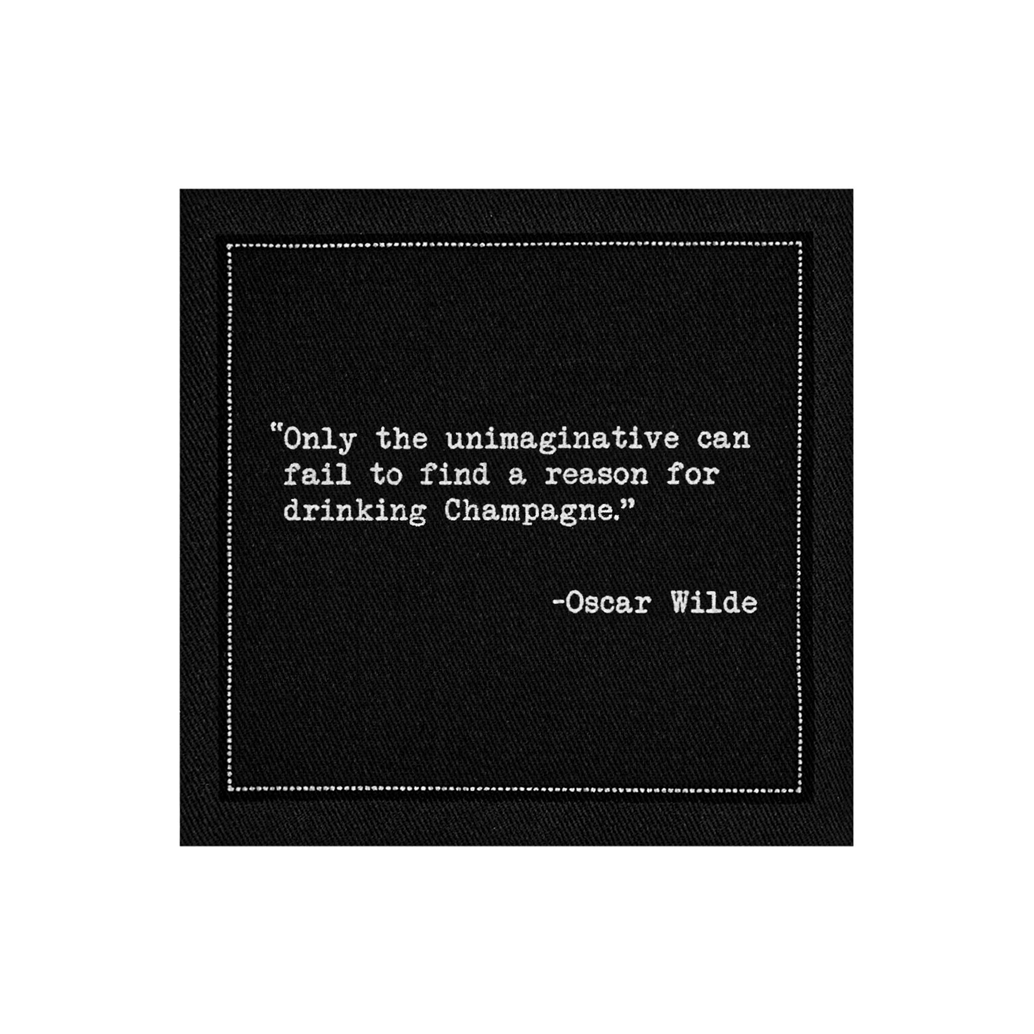 Five Star Napkins Inc. - Drinking Quotes II - Black Cotton Cocktail Napkins 50x