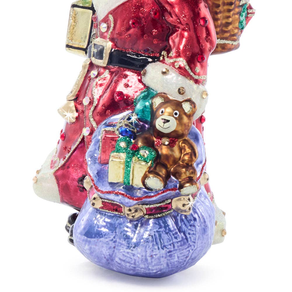 Jay Strongwater - Bountiful Santa Glass Ornament