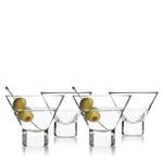 Viski - Raye™ HeavyBase Stemless Crystal Martini Glasses Set of 4