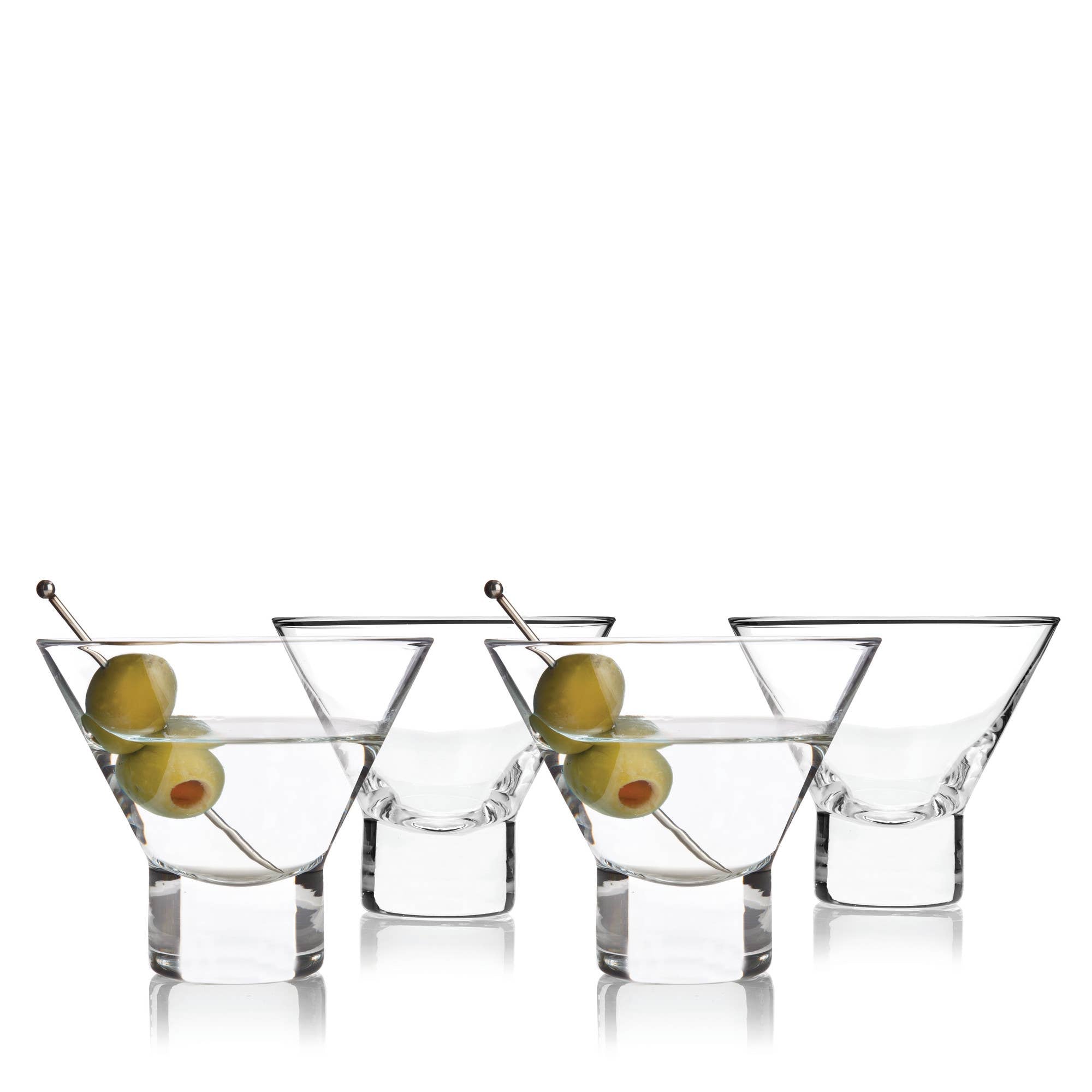 Viski - Raye™ HeavyBase Stemless Crystal Martini Glasses Set of 4