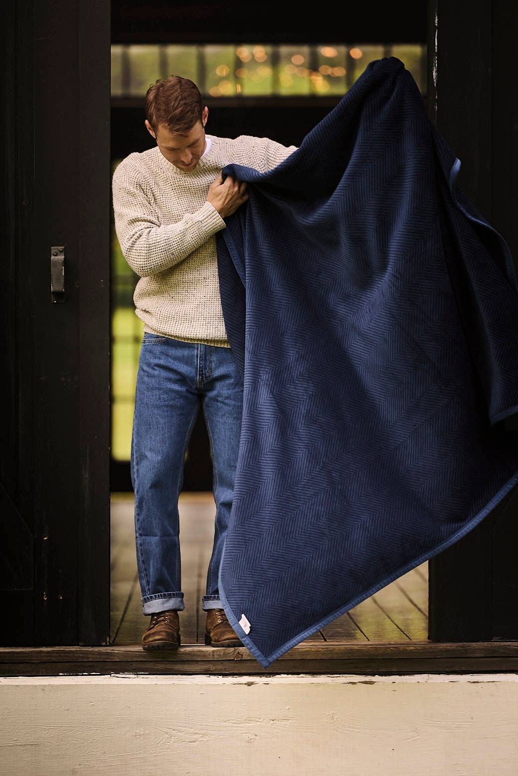 ChappyWrap - Harborview Herringbone Deep Sea Blanket