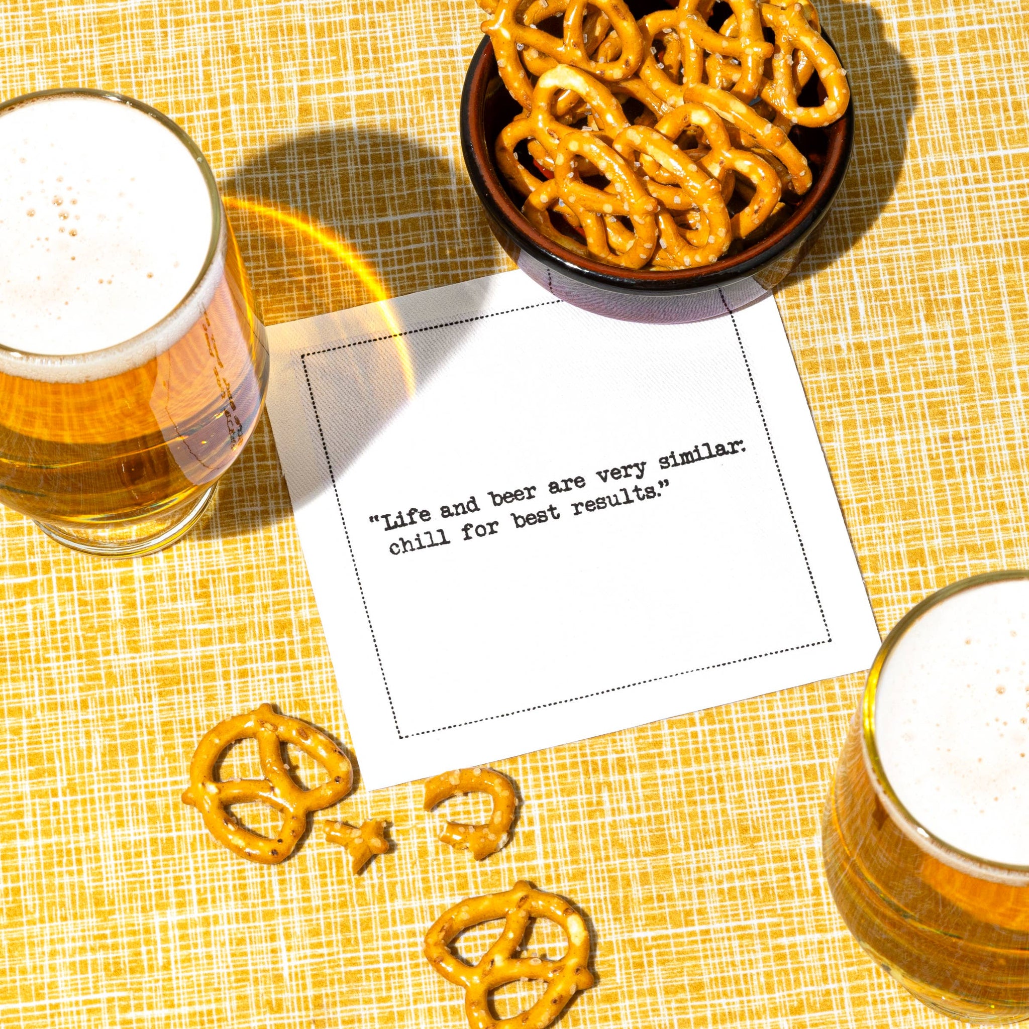 Five Star Napkins Inc. - Beer Quotes - White Cotton Cocktail Napkins x 50