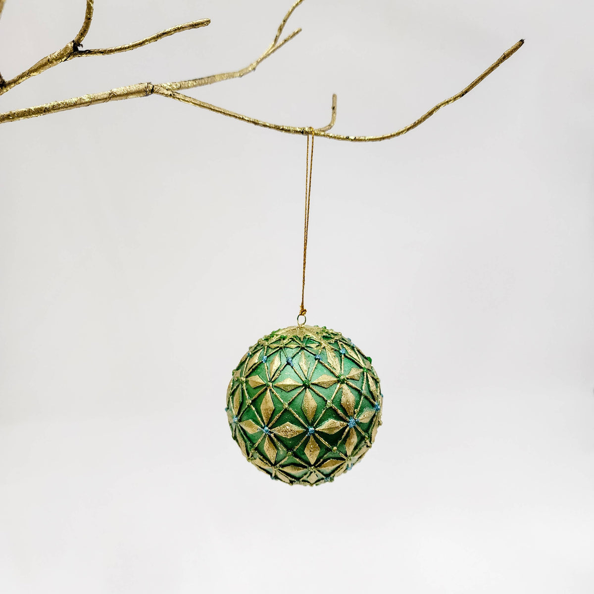 Dekorasyon Gifts  Decor - 3" Diamond Burst Ball Orn (Evergreen)