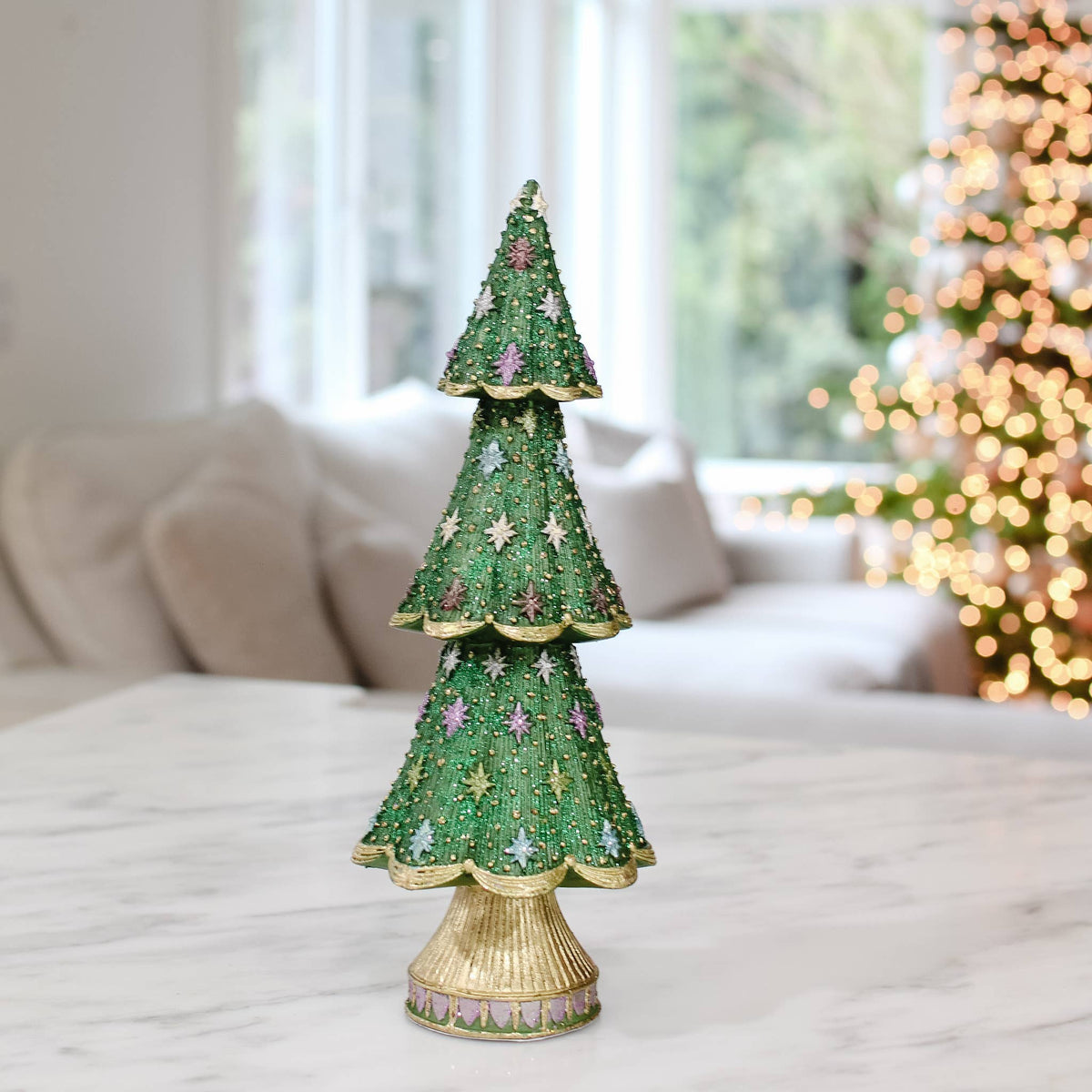 Dekorasyon Gifts  Decor - 13" Starlight Neo Cone Tree (Vetiver)