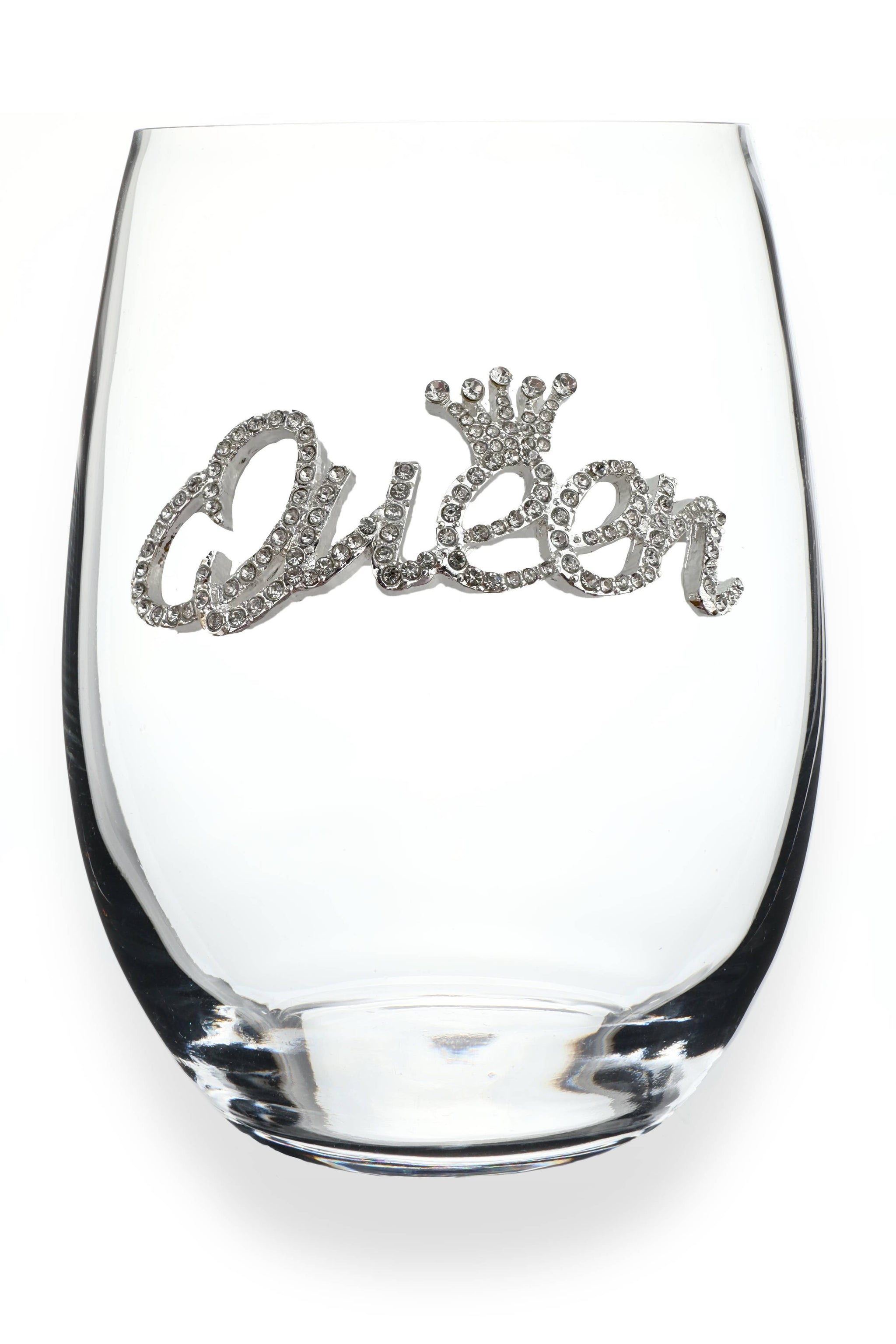 Queen Jeweled Stemless Wine Glass