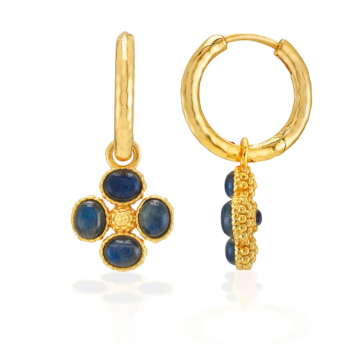 Capucine De Wulf Berry Clover Hoop Earrings Double Sided Charm, Labradorite