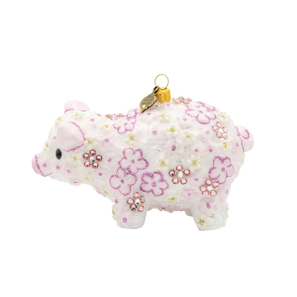 Jay Strongwater - Pink Floral Piggy Ornament