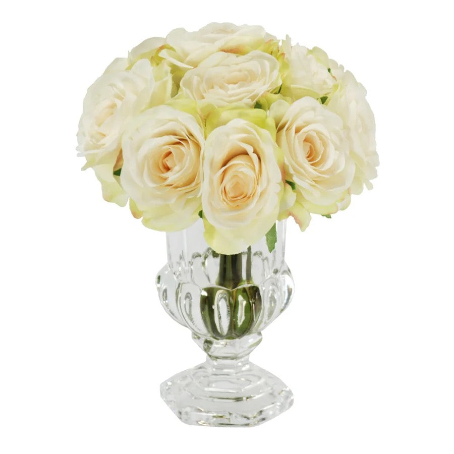 Winward Floral Rose Mini Glass Urn