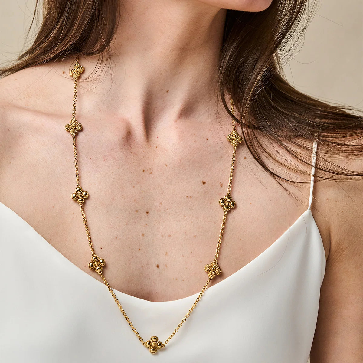 Capucine De Wulf Clover Double Sided Necklace, 28" ~ Gold