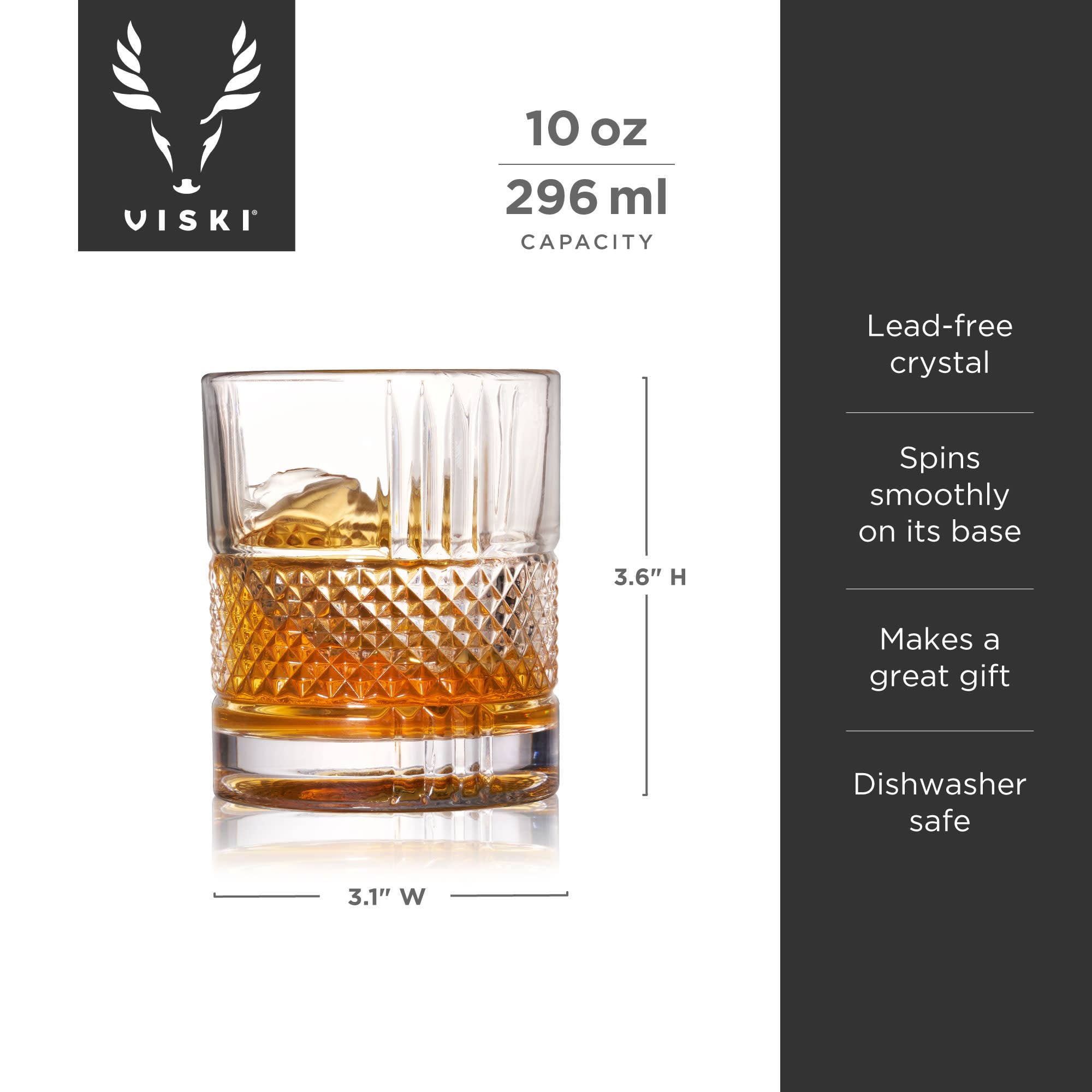 Viski - Revolve Crystal Spinning Scotch Rocks Glass