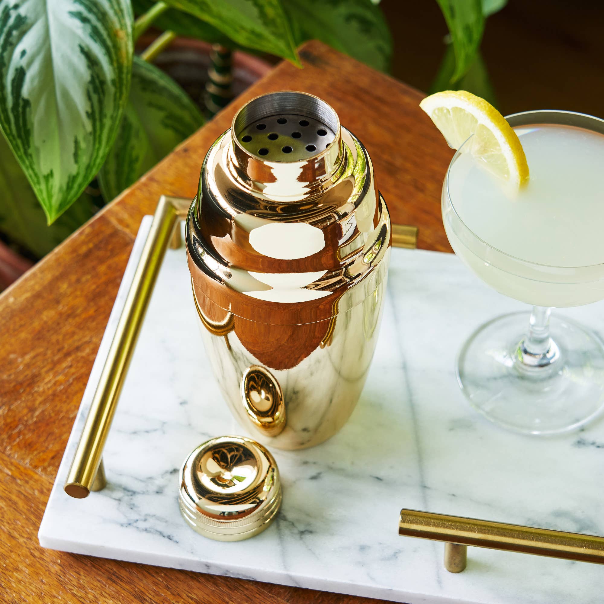 Viski - Belmont™ Gold Plated Heavyweight Cocktail Shaker w Strainer
