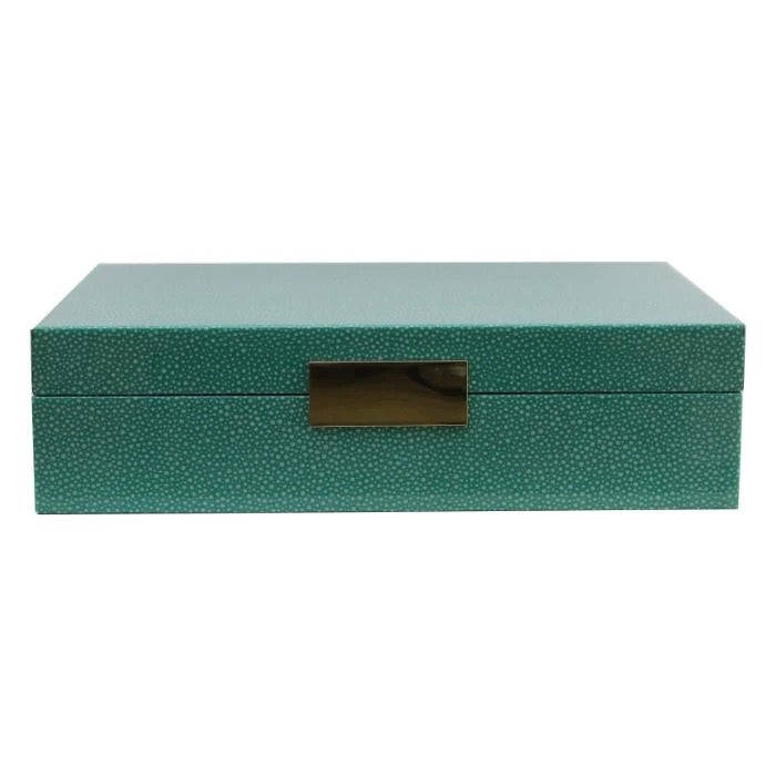 Addison Ross Green Shagreen Jewelry Box - Gold Trim