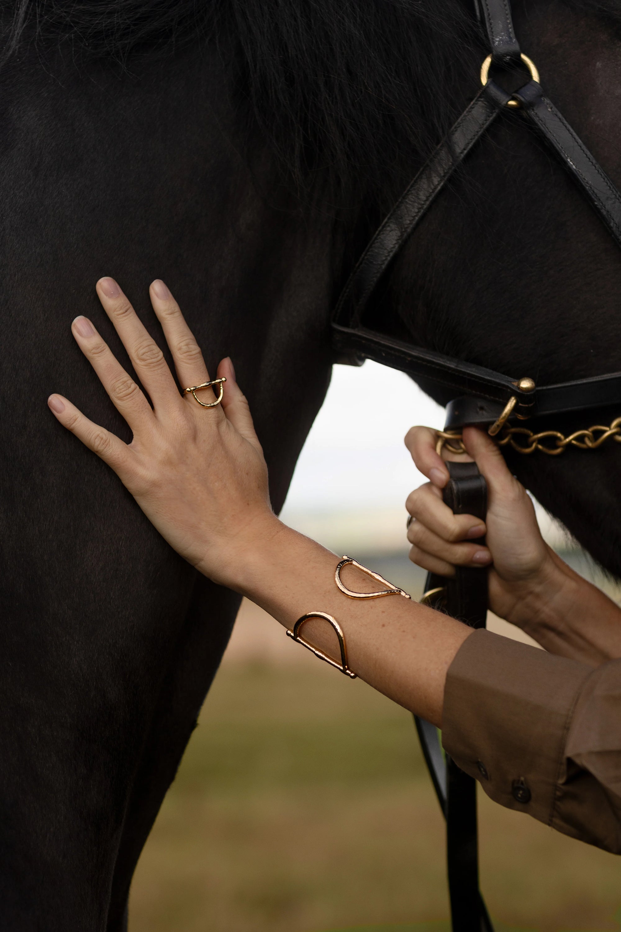 Anabel Aram Cheval Bit Ring, Gold