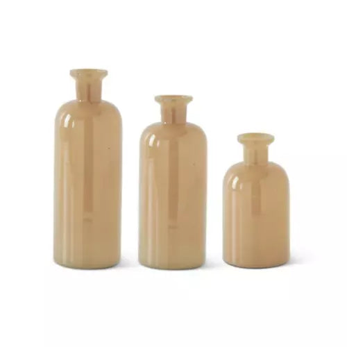 Hand Sprayed Medium Beige Glass Bottles