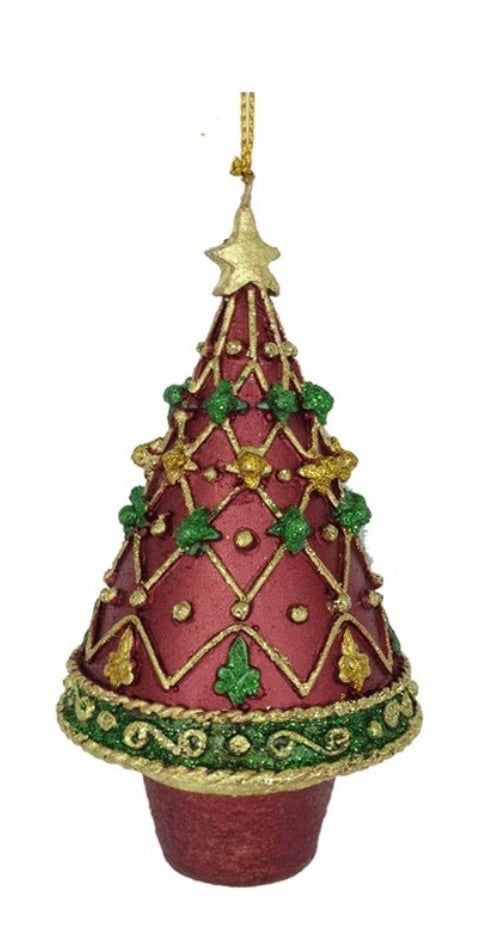 Ornate Fleur De Lis Ornament (Trad. Red) 4"
