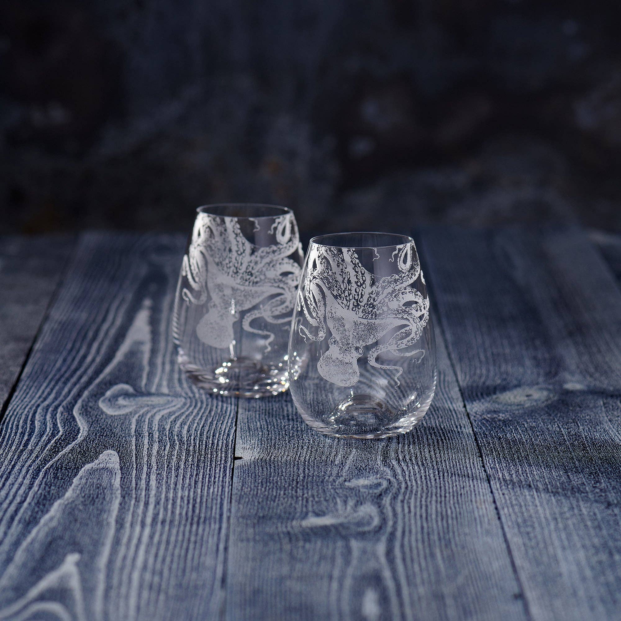 Caskata - Lucy the Octopus Stemless Wine Glasses, Set of 2