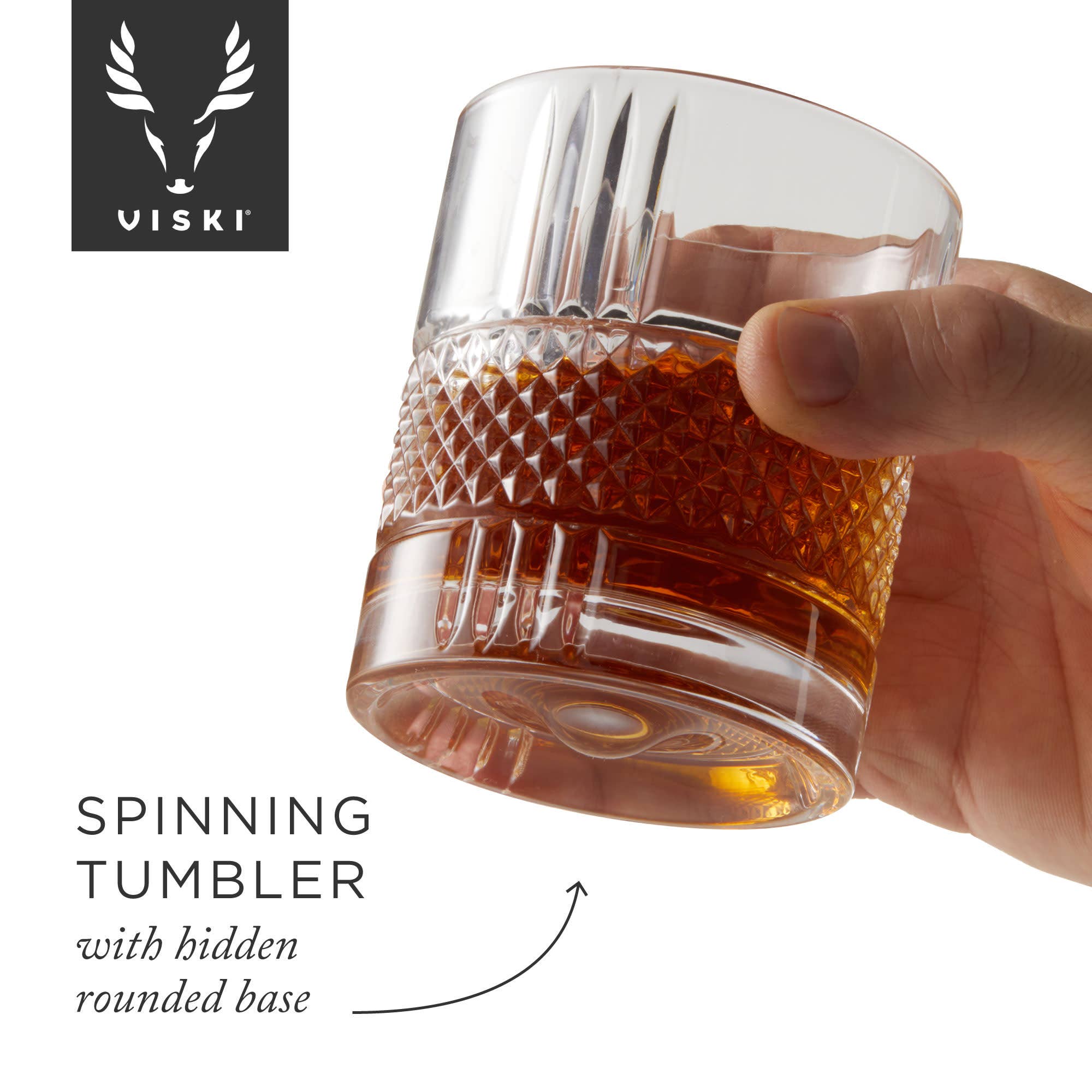 Viski - Revolve Crystal Spinning Scotch Rocks Glass