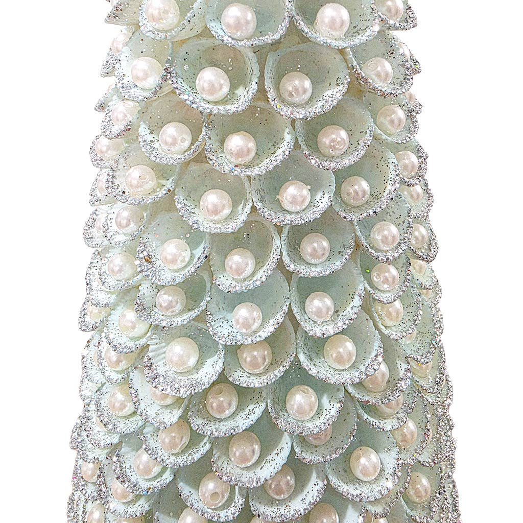 Dekorasyon Gifts  Decor - Clamrose Shell Cone Tree w/Pearls (Powder Blue)