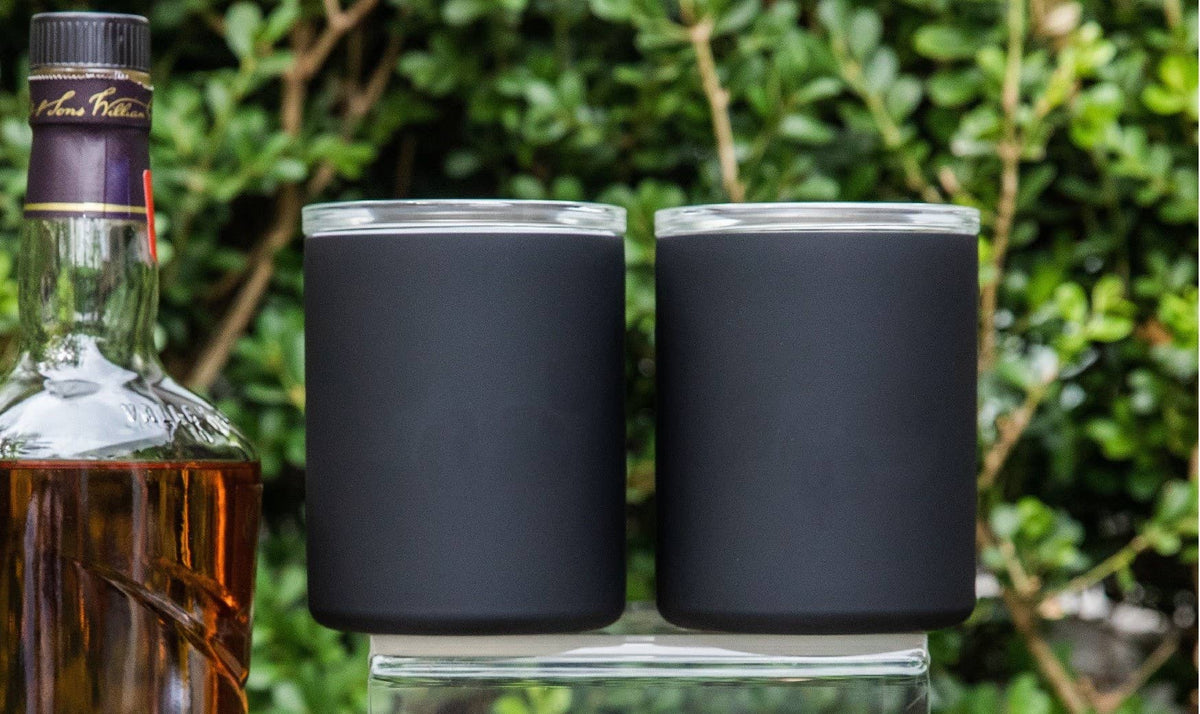 Vinglacé - Black Glass Lined Whiskey Low Ball Set of 2
