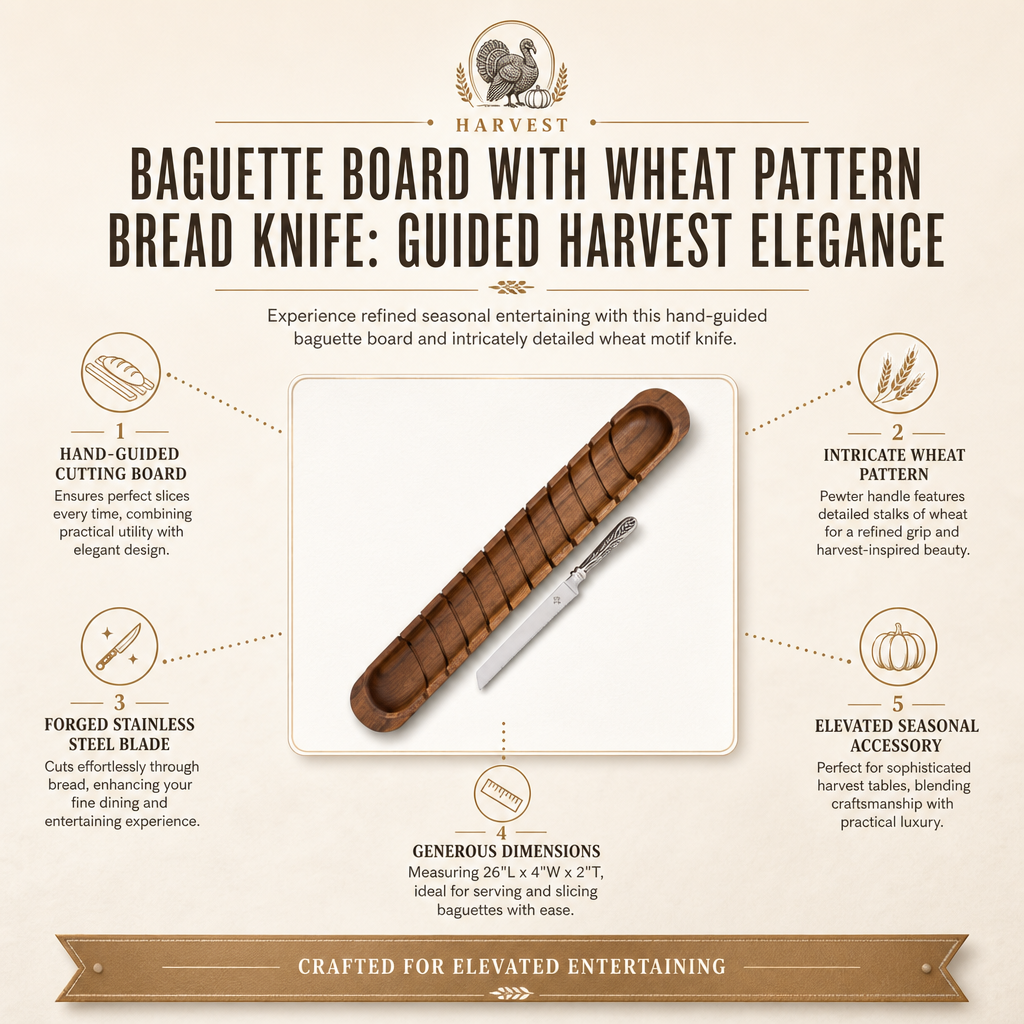 Vagabond House - Baguette Board with Wheat Pattern Bread Knife