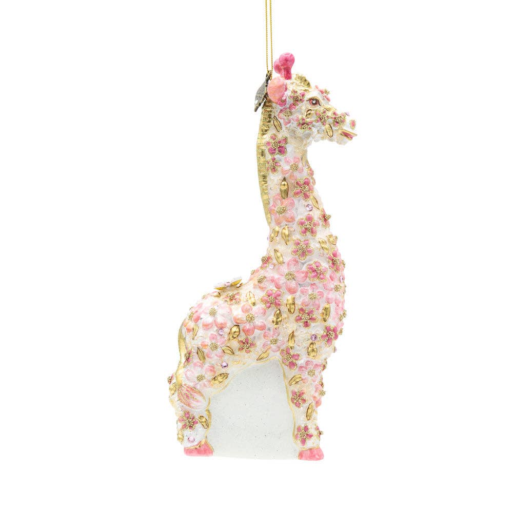 Jay Strongwater - Pink Floral Giraffe Ornament