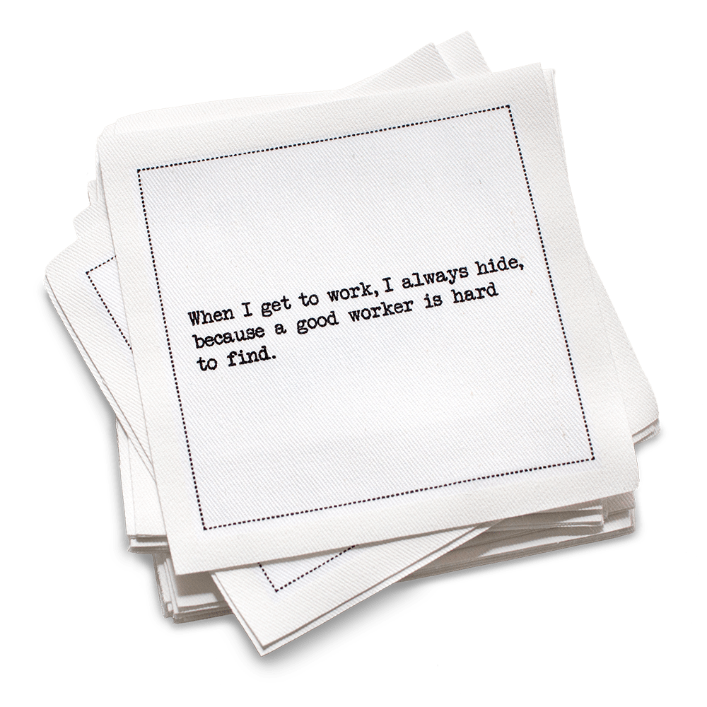Five Star Napkins Inc. - Inappropriate Thoughts Quotes - White Cotton Cocktail Napkins x 50