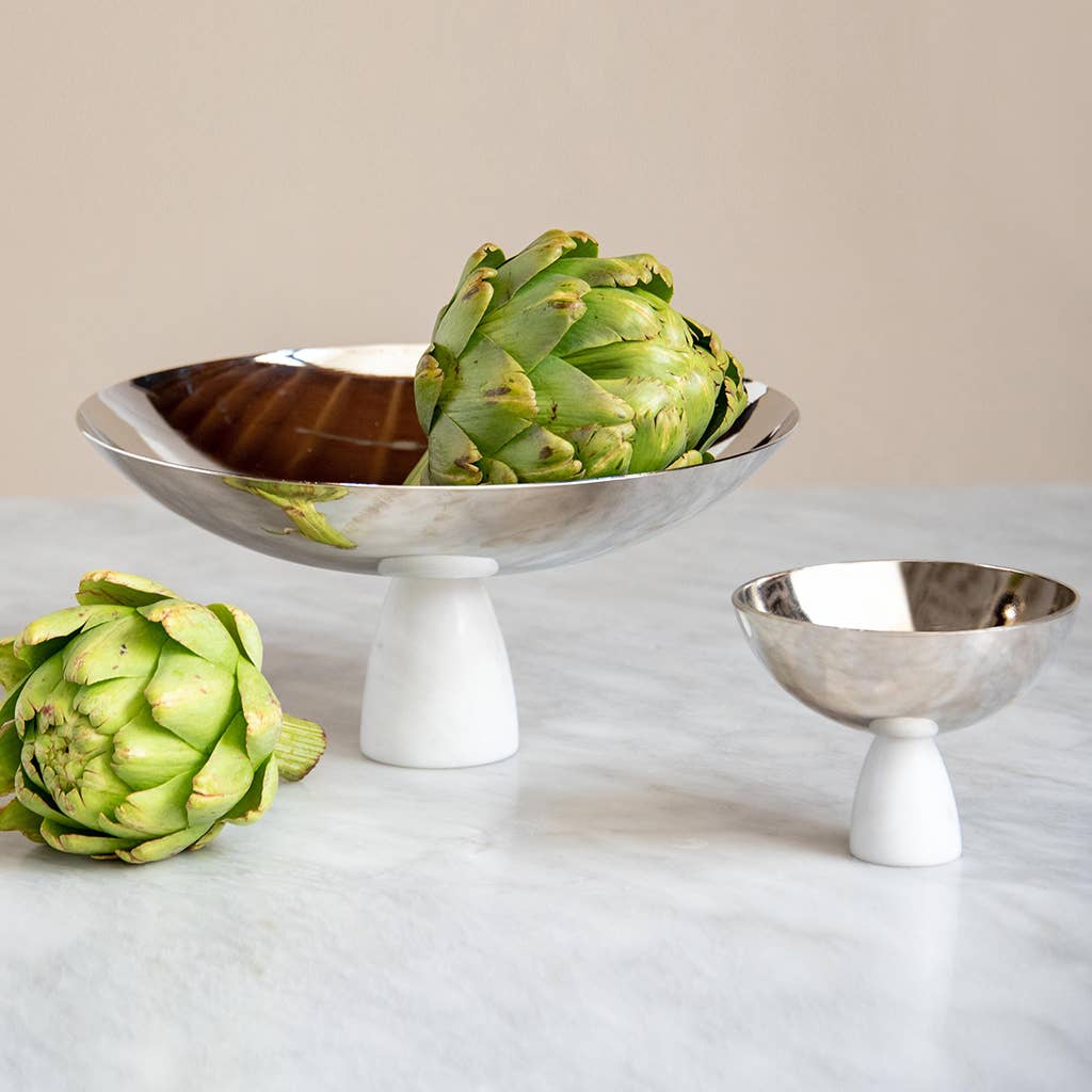 ANNA New York - Coluna Fruit Bowl, Carrara Marble & Gold