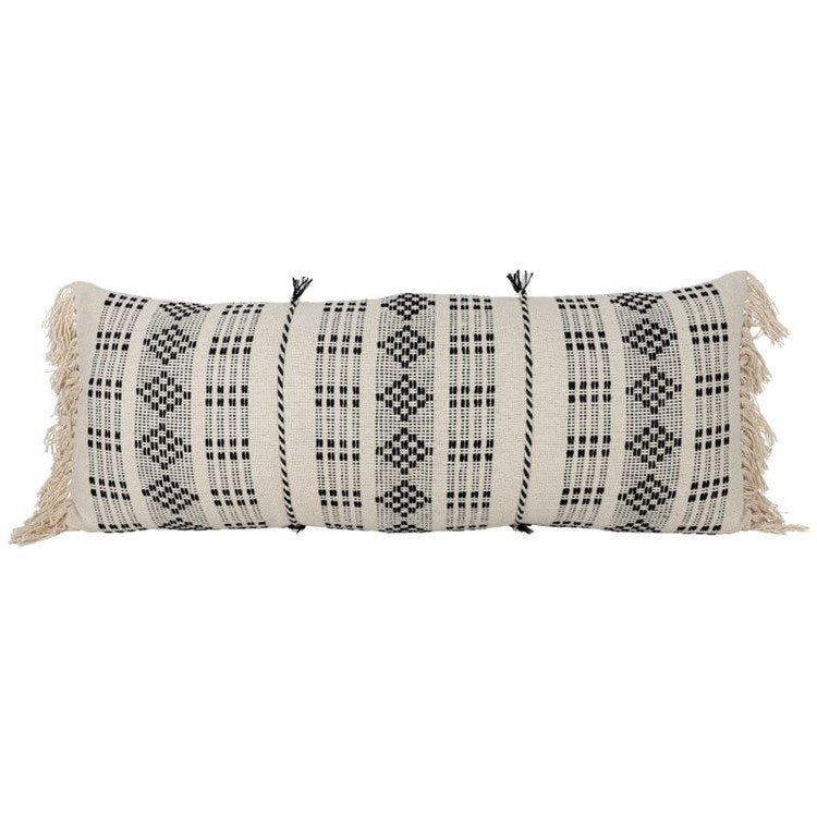 Hand Woven Raven Pillow Black 14"x36 "