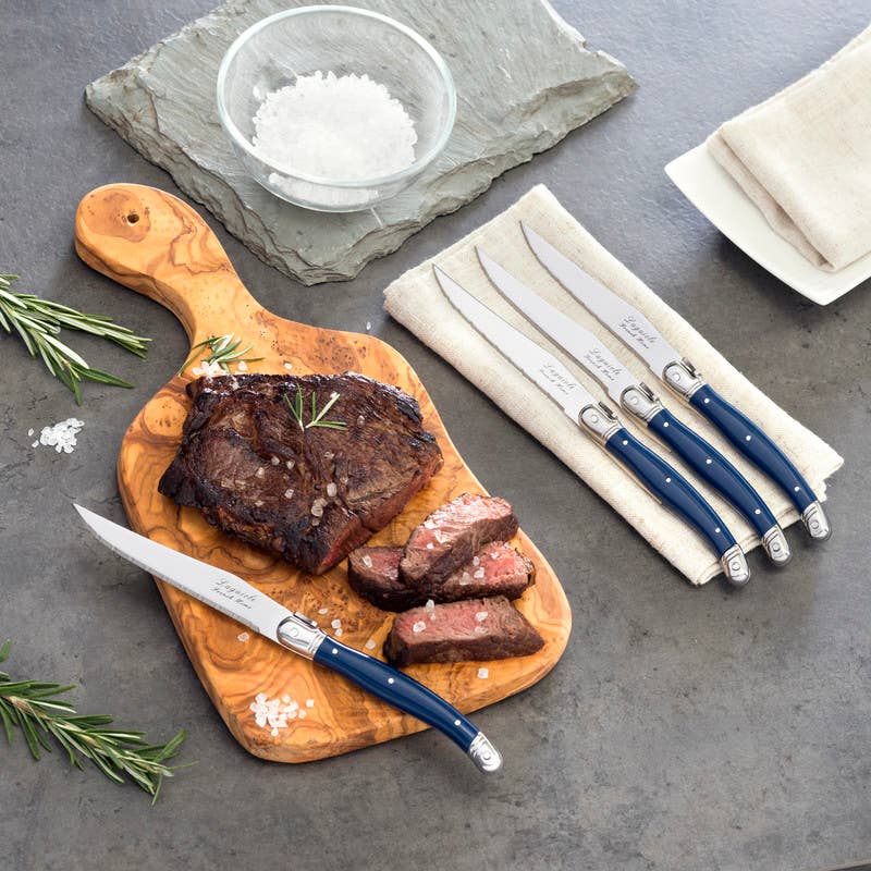 French Home - French Home Laguiole Steak Knives, Set of 4, Navy Blue